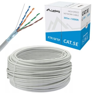 Lanberg Kabel LAN FTP 5E CU Drut 305m CPR+ Grey