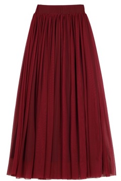 S/M SPÓDNICA TIULOWA BORDOWA długa maxi jesień