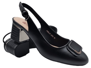 CZÓŁENKA DAMSKIE Klocek Półbuty Bez Pięt eleganckie Buty wizytowe r. 38