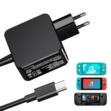 SZYBKA ŁADOWARKA ZASILACZ SIECIOWY DO Switch/Steam Deck 45W 5-15 V 2,6A