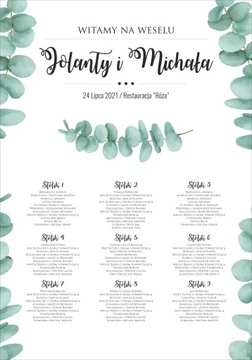 Plansza Lista Gości Plakat Ślub Wesele 100x70cm