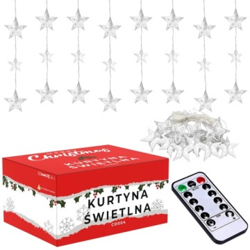 KURTYNA LED GWIAZDY WISZĄCE GIRLANDA XXL + PILOT