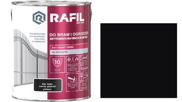 RAFIL DO BRAM I OGRODZEŃ RAL9005 CZARNY GŁĘBOKI PÓŁMAT 3L FARBA DO METALU