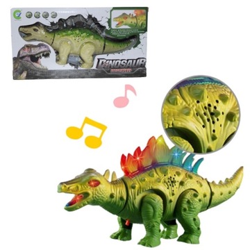 DINOZAUR CHODZI RYCZY DŹWIĘK ŚWIATŁO LED PREZENT