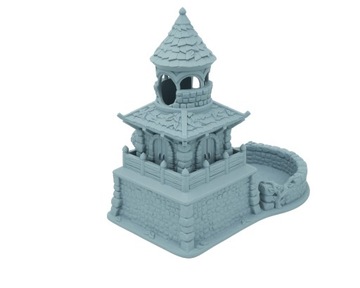 Kamienna chatka duża wieża do kości - Dice Tower Szary jasny