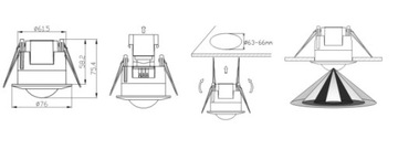 Микроволновой датчик движения, встраиваемый белый регулируемый детектор, 360°, макс. 600 Вт