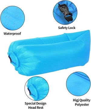 NADMUCHIWANA ROZKŁADANA SOFA LAZY BAG AIR NA PLAŻE FOTEL MATERAC LEŻAK BLUE