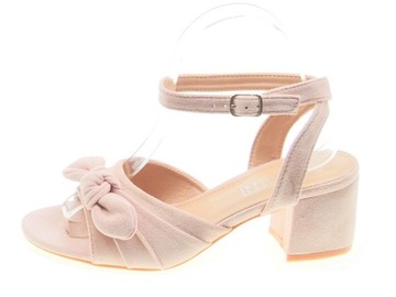 ZAMSZOWE SANDAŁY NA NISKIM OBCASIE LS5209 Pink r40