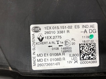 RENAULT AUSTRAL 22-25 SVĚTLO PRAVÁ PŘEDNÍ ORIG. ! PURE VISION LED 260103381R