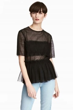 H&M 36 S KOSZULA Bluzka Top z tiulu