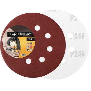 10 дисков наждачной бумаги на липучке, 125 мм, диски с отверстиями P240, абразивный диск