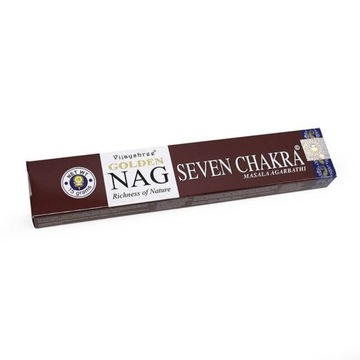 SEVEN CHAKRA - SIEDEM CZAKR Kadzidełka Indyjskie na Czakry GOLDEN NAG 15szt