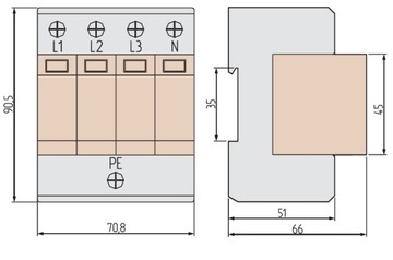 ST30B+C4P ОГРАНИЧИТЕЛЬ ПЕРЕНАПРЯЖЕНИЯ T1+T2 B+C 4P 4M 30/60KA SIMTEC 85201010
