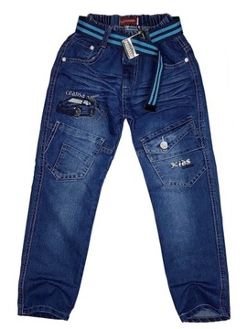 SPODNIE JEANSY w gumkę TRANS r 116 cm GRANAT