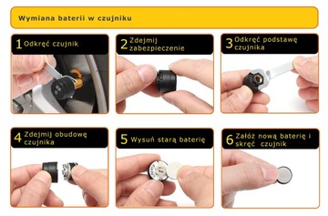 4 czujniki ciśnienia opon TPMS Solarny Duży LCD