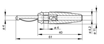 Изолированная вилка 4 мм с отверстием 4 мм и пружиной, красная, VQ 20 RT
