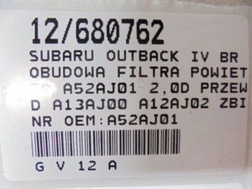 SUBARU OUTBACK IV OBUDOWA A52AJ01 2,0D