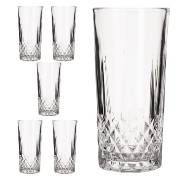 KUBEK SZKLANKA SZKLANKI WYSOKIE ZESTAW KOMPLET 330 ml 6 szt