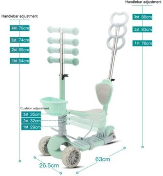 Трёхколесный светодиодный самокат 5 в 1 MINT KIDSTAR