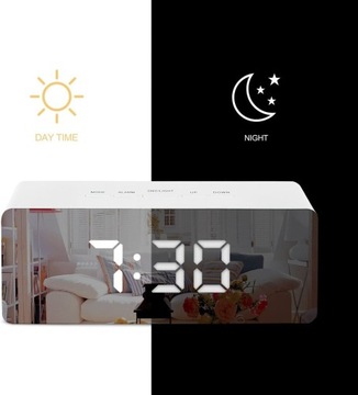 ЭЛЕКТРОННЫЕ СВЕТОДИОДНЫЕ ЧАСЫ БУДИЛЬНИК ЗЕРКАЛО БУДИЛЬНИК