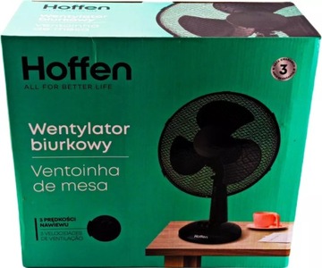 HOFFEN WENTYLATOR BEZPRZEWODOWY USB BIURKOWY CZARNY