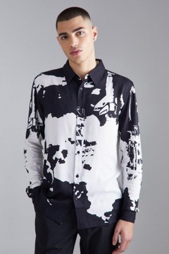 BOOHOOMAN KOSZULA KOŁNIERZYK GUZIKI CASUAL DŁUGI RĘKAW ABSTRACT JTM NG2__L