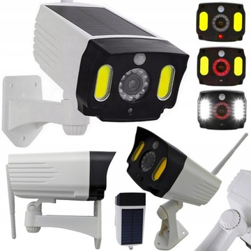 KAMERA ATRAPA ZEWNĘTRZNA ŚCIENNA LAMPA SOLARNA IR LED MONITORING CZUJ RUCHU