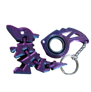 Keyspinner Keyrambit +FLEXI DINO DINUŚ HIT TikTok Key-PURPLE-Druk 3D