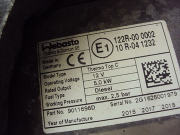 WEBASTO THERMO TOP C FIAT DUCATO III 2.3D ЛИФТ 14-