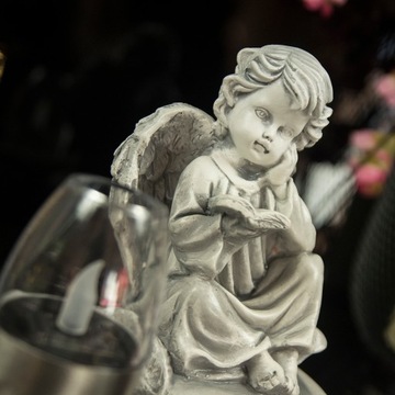 СЕРАЯ ГИПСОВАЯ ФИГУРКА Гробница СОЛНЕЧНАЯ СВЕТОДИОДНАЯ ЛАМПА