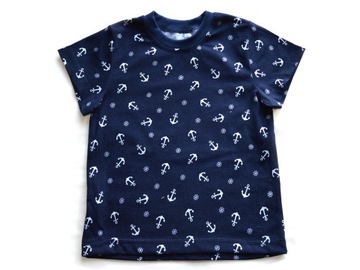 116 Bluzka T-shirt POLSKA BAWEŁNA kotwicegranatowe