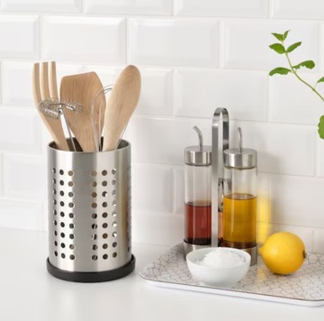 Pojemnik ociekacz na sztućce wys 18 cm nierdzewny z podstawką IKEA ORDNING