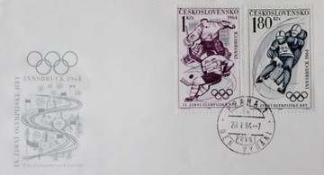 Конверт FDC Зимние Олимпийские игры Инсбрук 1964 г. Чехословакия