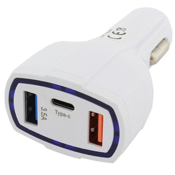 Adapter zapalniczki ładowarka QC 3.0 3x USB USB-C