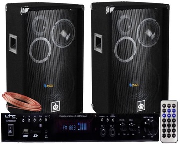KOLUMNY ESTRADOWE 600W AMPLITUNER CYFROWY BLUETOOTH USB SD AUX
