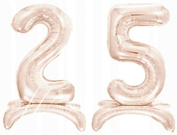 Duże Stojące Balony 80 cm - Cyfra 25 - ROSE GOLD