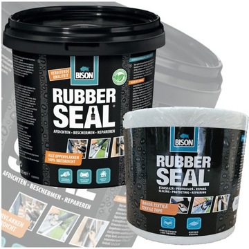 Guma w Płynie Uszczelnia Dach Rynny Kominy RUBBER SEAL + Taśma 10m BISON