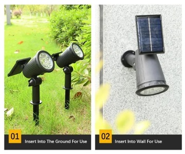 1x LAMPA REFLEKTOR LAMPKI SOLARNE OGRODOWY Czujnik zmierzchu CIEPŁE ŚWIATŁO