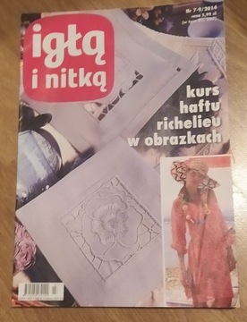 Czasopismo Igłą i nitką nr 7-9/2014 kurs haftu richelieu w obrazkach