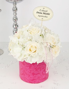 Букет в супер РОЗОВОЙ коробке, цветы POWDER LUX