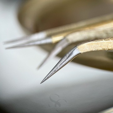 Pęseta do przedłużania Stylizacji Rzęs WYGIĘTA PERŁOWA precyzyjna SEOL