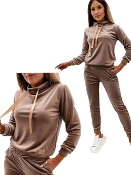 DAMSKI DRES WELUROWY ELISE CAPPUCCINO ROZMIAR M