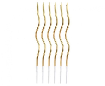 Świeczki B&C Świderki, metaliczne złote, 16 cm, 6 szt.