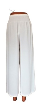 Spodnie dzwony na szerokiej gumie M/L białe