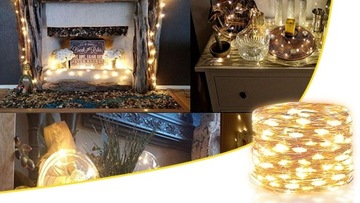 ЕЛОЧНЫЕ ГАРНИРЫ СВЕТОДИОДНЫЕ НА АККУМУЛЯТОРАХ ПРОВОД ТЁПЛЫЙ БЕЛЫЙ 3М