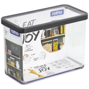 КОНТЕЙНЕР ДЛЯ ПИЩЕВЫХ ТОВАРОВ ROTHO ОРГАНИЗАТОР ДЛЯ СЫПНЫХ ГРУЗОВ 2,1 Л ГРАФИТ LOFT
