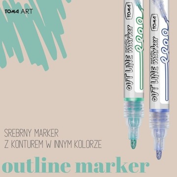 Контурный маркер, серебристый с контуром другого цвета.