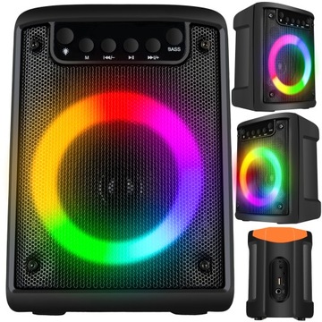 GŁOŚNIK BEZPRZEWODOWY 500W BLUETOOTH PRZENOŚNY RADIO FM USB SD MOBILNY LED
