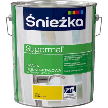 Emalia olejno-ftalowa Supermal do drewna i metalu 10 L żółta ŚNIEŻKA