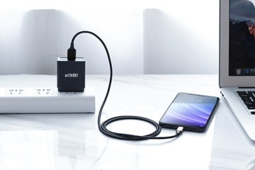 БЫСТРОЕ СЕТЕВОЕ ЗАРЯДНОЕ УСТРОЙСТВО 2X USB C 58 Вт + USB QC 3.0 PD + КАБЕЛЬ USB-C 60 Вт 1 м